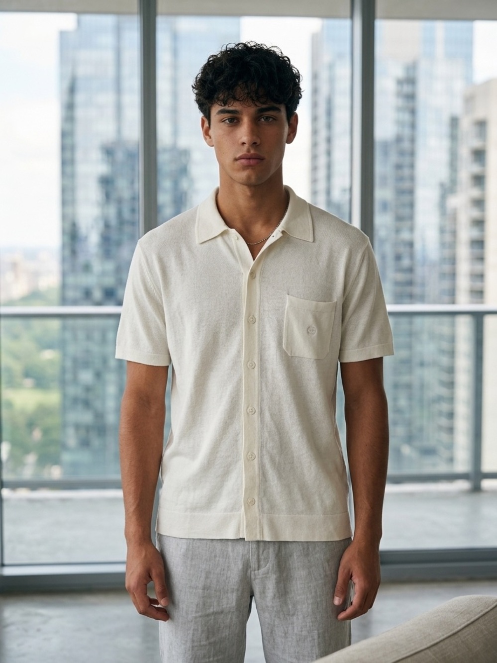 Versace Jeans Couture Short-Sleeve Button Shirt - Size Medium